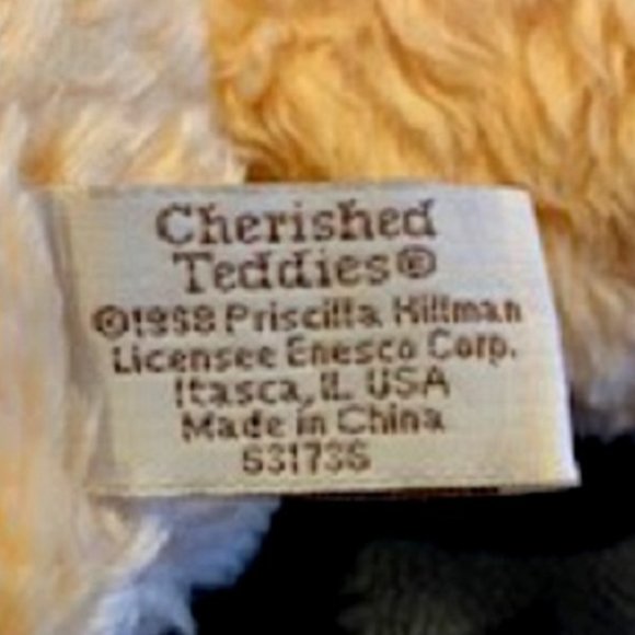 Cherished Teddies Stuffed Beige Teddy Bear with Heart Embroidery 13.5" x 10" - Picture 5 of 6